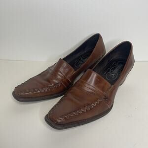 Pikolinos Womens Shoes 38 US 8 Brown Leather Square Toe Western Slip On B159